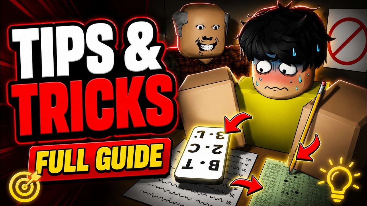 Gameplay de Cheating During Testing — truco del teléfono en el examen Roblox